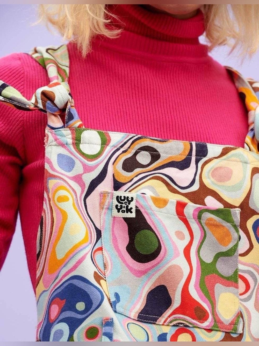 Lucy & Yak Easton Cotton Dungarees with Olivia Rose marbled print - Picture 2 of 9